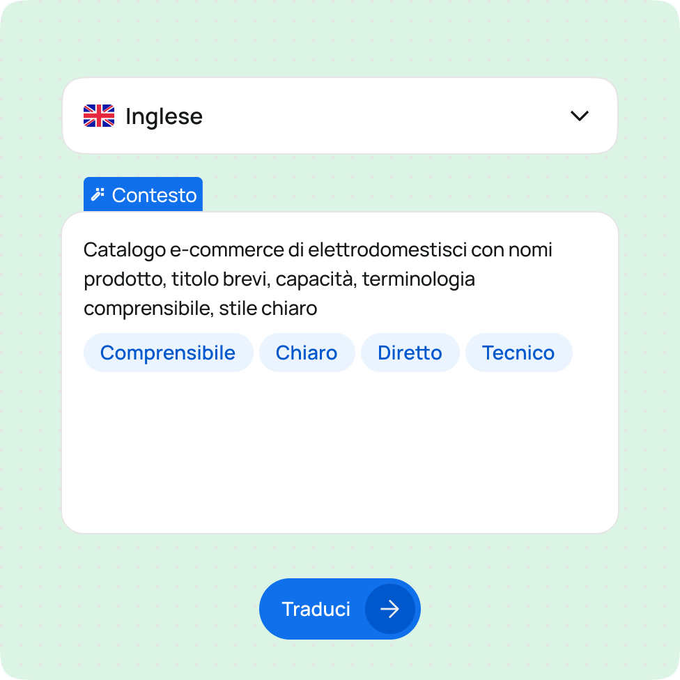 Traduzione e localizzazione dati prodotto con AI