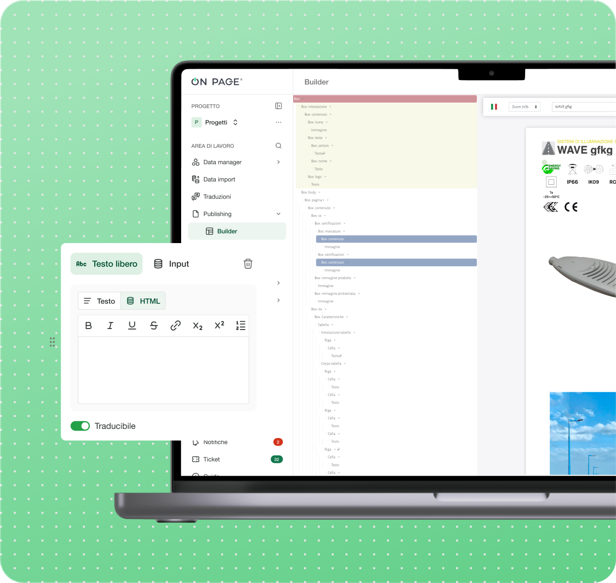 Computer sulla schermata di On Page®