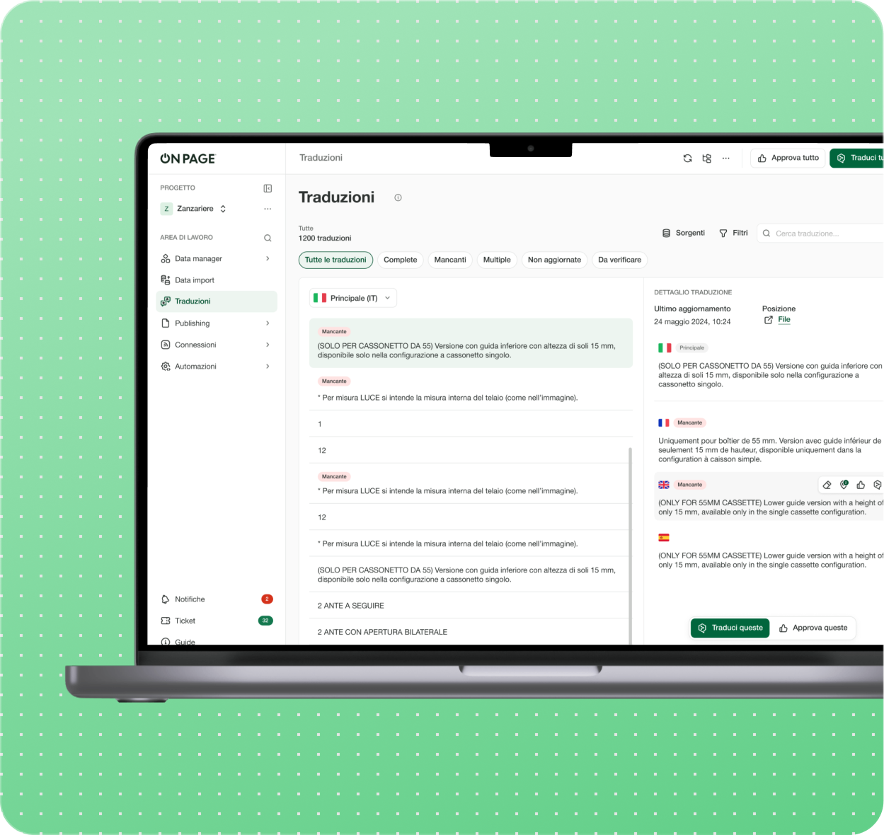 Computer sulla schermata di On Page®