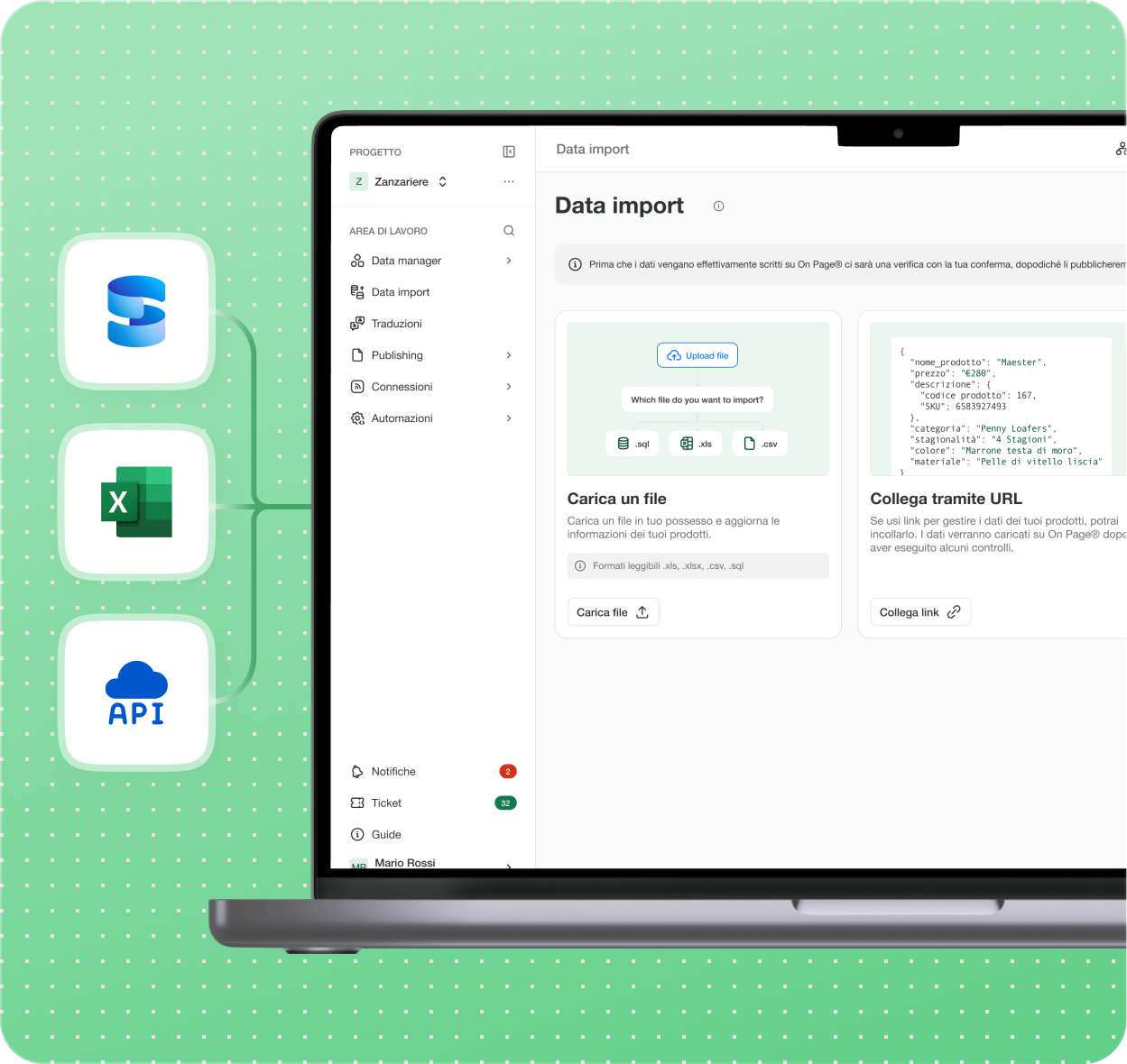 Computer sulla schermata di On Page®