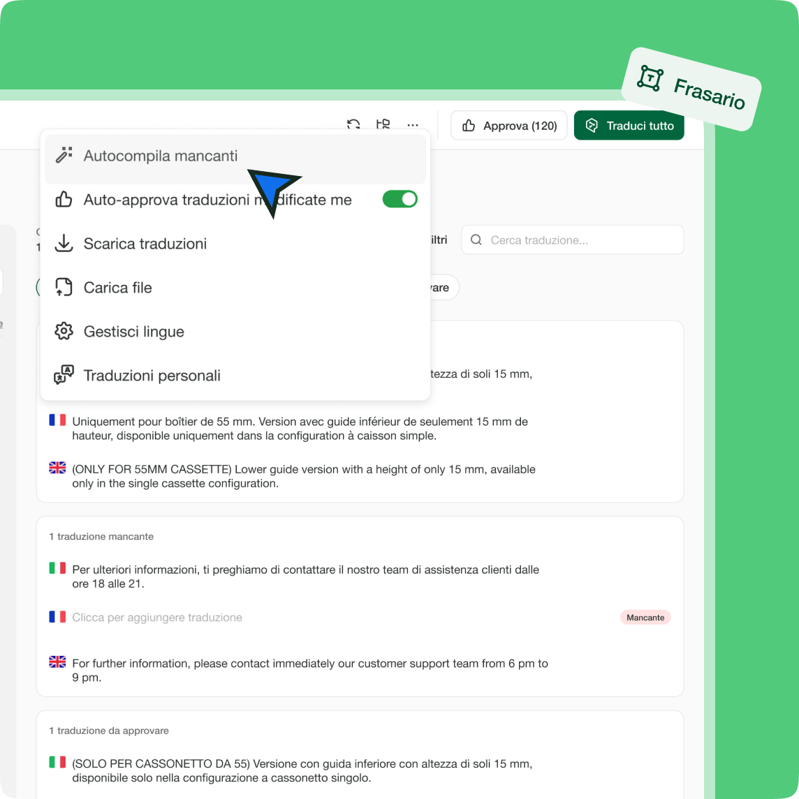 Tutte le lingue, sempre sincronizzate.